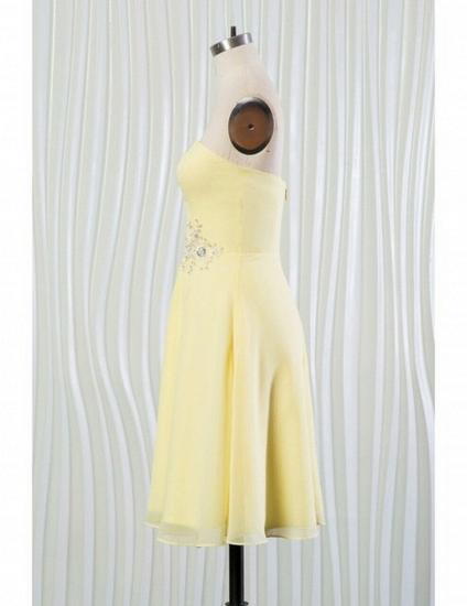 Beading Strapless Yellow Summer Bridesmaid Dress_3
