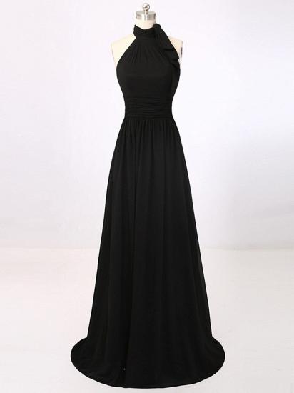 A-Line Black Halter Summer Party Dresses Simple Chiffon Long Prom Dress