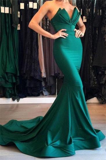 Mermaid Strapless Green Prom Dress  Mermaid Elegant Sexy Evening Gowns_1