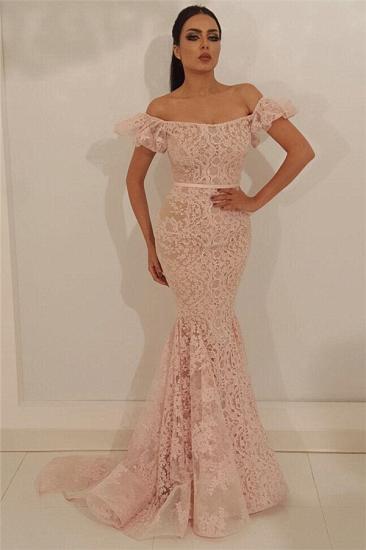 Stylish Off the Shoulder Lace Prom Dress | Chic Mermaid Sleeveless Long Prom Dress