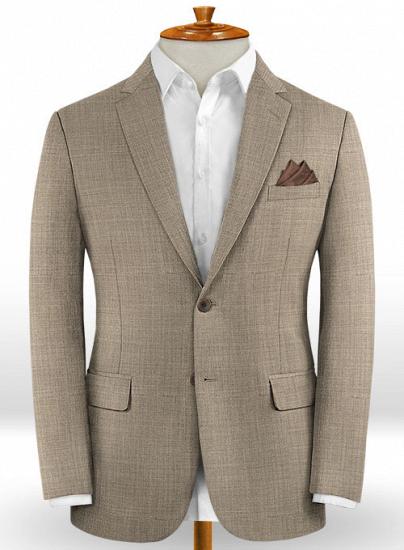 Light brown wool notched lapel casual suit | two-piece suit_2