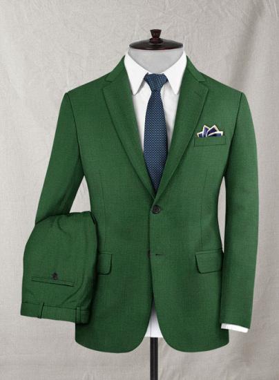Anzug mit fallendem Revers aus grüner Wolle | zweiteiliger Anzug_1