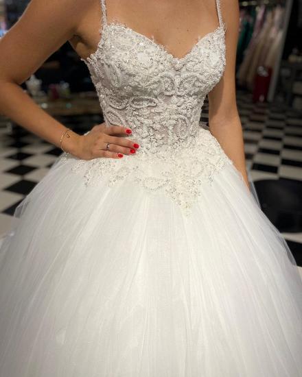Gorgeous Spaghetti Straps A-line Ball Gown Sleeveless Wedding Dress_3