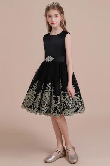 Modest Tulle A-line Flower Girl Dress | Appliques Satin Little Girls Pegeant Dress Online_4