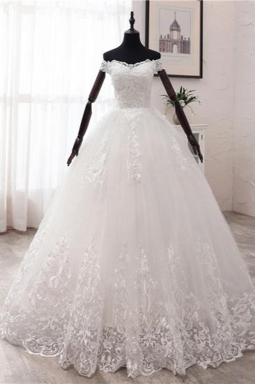 TsClothzone Ball Gown Off-the-Shoulder Lace Appliques Wedding Dresses White Tulle Sleeveless Bridal Gowns_1