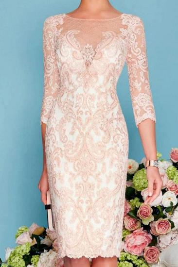 Two Piece Sheath / Column Mother of the Bride Dress Knee Length Chiffon Lace 3/4 Length Sleeve_2
