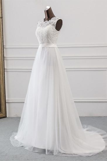 TsClothzone Elegant Tullace Jewel Ärmellose Weiße Brautkleider mit Applikationen Online_4