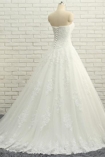 TsClothzone Gorgeous Bateau White Tulle Wedding Dresses A line Ruffles Lace Bridal Gowns With Appliques Online_3