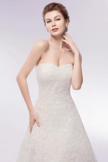 WIHELMINA | A-line Sweetheart Strapless Long Lace Tulle Wedding Dresses_5