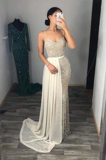 Bling Sheath Spaghetti Straps Beading Sweetheart Neckline Thin Straps Sleeveless Prom Dresses | Tight Party Gowns
