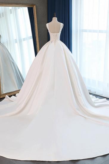 TsClothzone Elegantes Ballkleid mit Trägern, eckigem Ausschnitt, Brautkleid, Rüschen, ärmellose Brautkleider online_3