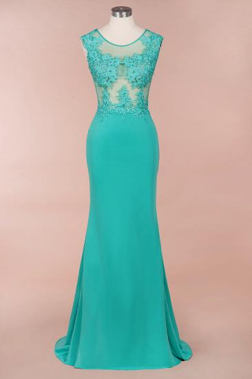 Arrick | Mint Green round neck Cap sleeve Lace appliques Prom Dress_2