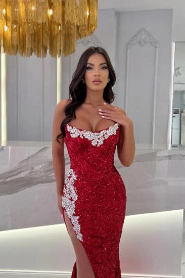 Red evening dresses long glitter | Simple prom dresses cheap_2