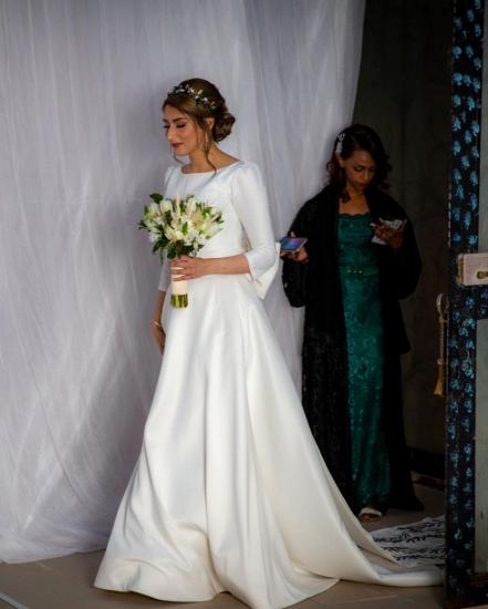 Elegant A-line Long Sleeve Wedding Dresses | Appliques Bridal Gowns Online_5
