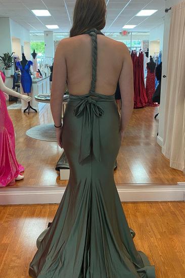 Wide Strap Backless and Floor Ruffle Mermaid Prom Dress | Deep V Neck Prom Dress_5