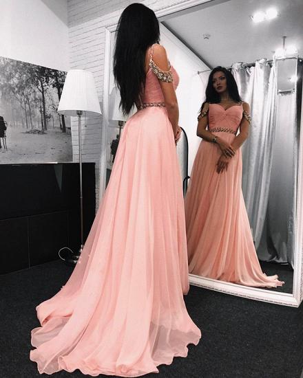 Gorgeous A-line Chiffon Prom Dresses 2022 Spaghetti-Straps Crystal Evening Gowns