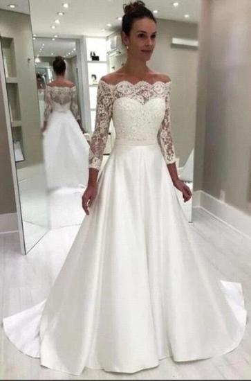 Royal Off-the-shoulder Court train White Princess Wedding Dress_1
