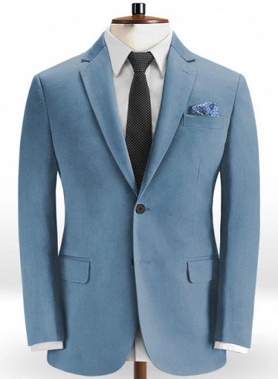Spring and summer blue flat collar suit_2