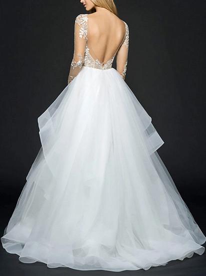 Style Ball Gown Wedding Dresses V Neck Organza Long Sleeve Bridal Gowns Online_2
