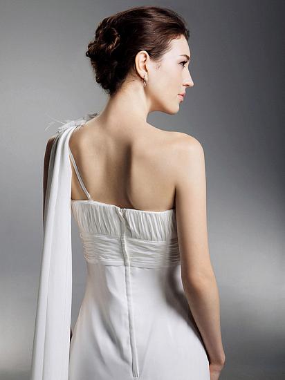 Sheath Wedding Dress One Shoulder Chiffon Sleeveless Bridal Gowns with Watteau Train_8