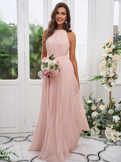 Einfaches langes rosa ärmelloses Abendkleid | Chiffon Ballkleid Abendkleid_2
