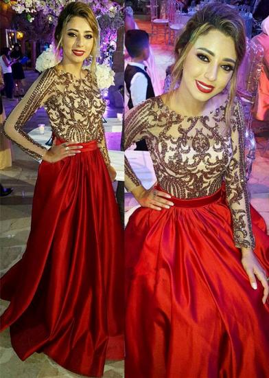 Sexy Backless Long Sleeve Prom Dress 2022 Red Long Champagne Sequins Evening Gown with Sash