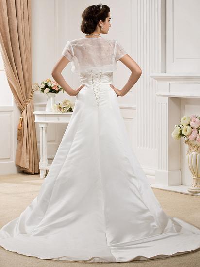 Affordable Princess A-Line Wedding Dress Strapless Organza Satin Sleeveless Bridal Gowns with Court Train_4