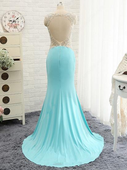 Goregeous Blue Crystal Summer Prom Dresses Mermaid Long Open Back Evening Gowns_2