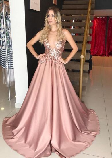 Sleeveless Dusty Rose A-line Sparkle Sequin Formal Evening Dress