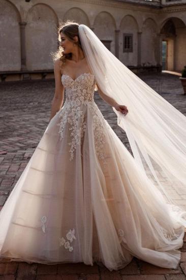 Strapless Sweetheart Lace A-Line Floor Length Wedding Dress