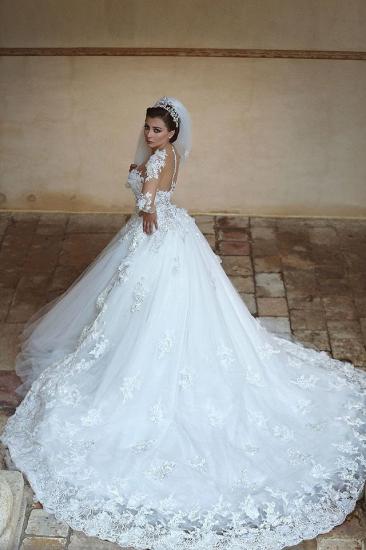 Wunderschönes weißes Tüll-Ballkleid-Hochzeitskleid Hofschleppe-Spitze-Brautkleider in Übergröße_1