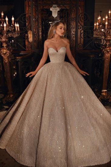 Luxury Sweetheart Sparkle Beads Puffy Ball Gown Wedding Dress_1