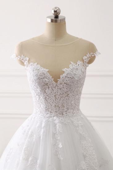 TsClothzone Affordable Jewel Tulle Lace White Wedding Dress Sleeveless Appliques Bridal Gowns Online_6