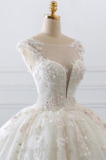TsClothzone Luxus-Ballkleid-Juwelen-Tüll-Hochzeitskleid mit Perlenstickerei und Spitzenapplikationen, ärmellose Brautkleider im Angebot_5