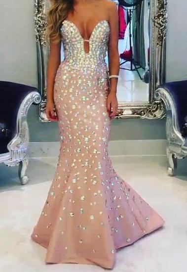 White Sexy Crystal Mermaid Long Evening Dress New Arrival Trumpet Sequins Formal Occasion Dresses_2