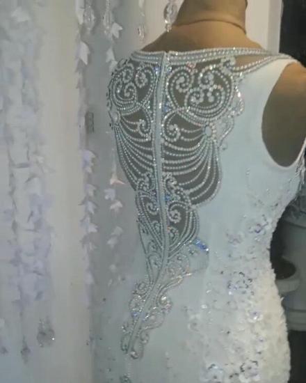 TsClothzone Unique Jewel Ärmellose weiße Brautkleider Mermaid Lace Brautkleider mit Applikationen Online_5
