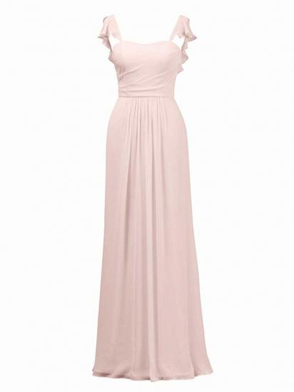 Lavender Ruffled Long Straps Chiffon A-line Bridesmaid Dress_2