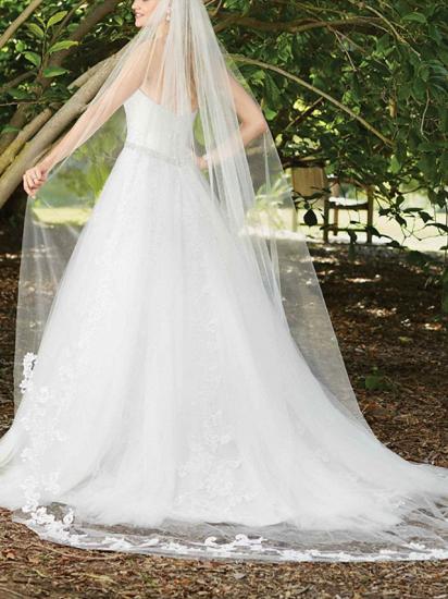Sexy A-Line Wedding Dress Sweetheart Lace Sleeveless Bridal Gowns in Color Court Train_4