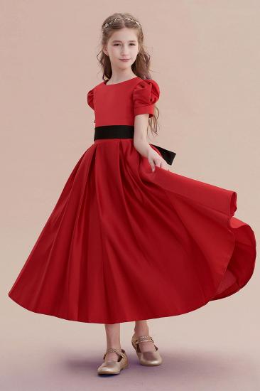 Affordable A-line Satin Flower Girl Dress | Awesome Short Sleeve Little Girls Dress for Wedding_7