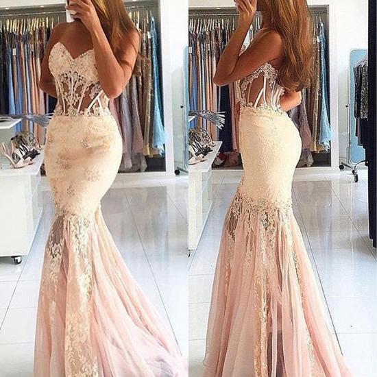 Stunning Sweetheart Lace Appliques Mermaid Long Prom Dress_2