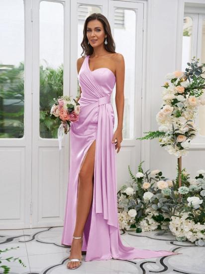 Einfaches langes rosa Sling-Seitenschlitz-Abendkleid | Rosa Ballkleid online_20