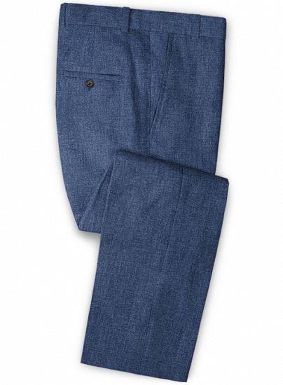 Denim blue linen fashion slim suit_3