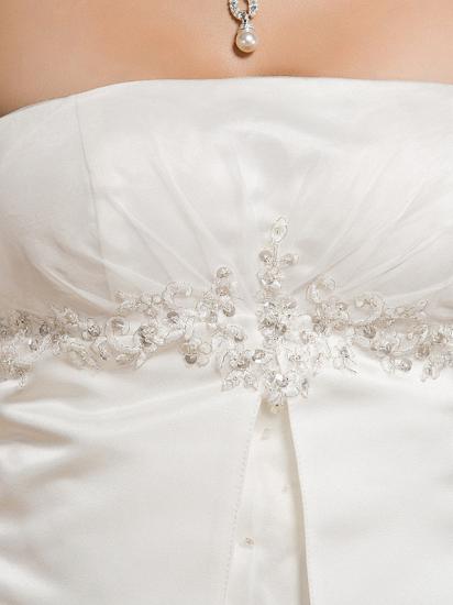 Erschwingliches Brautkleid in A-Linie für Prinzessinnen, trägerlose, ärmellose Brautkleider aus Organza-Satin mit Hofzug_10
