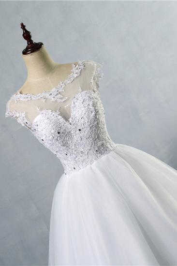 TsClothzone Elegant Jewel Tulles Lace Wedding Dress Sleeveless Appliques Beadings Bridal Gowns Online_4