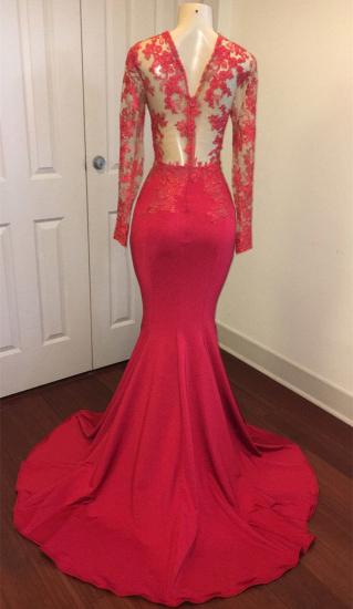 Lace Appliques See Through Prom Dresses Sexy | 2022 Long Sleeve Mermaid Evening Dress_4