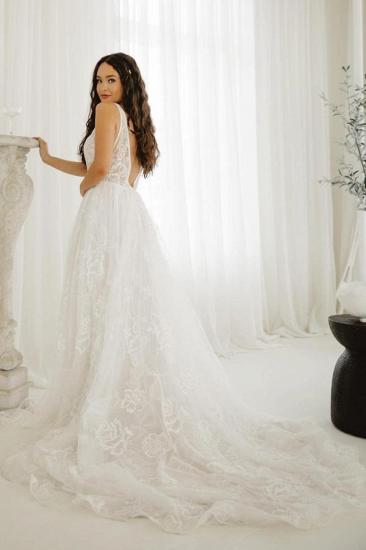Elegant Wedding Dresses V Neckline | Wedding dresses A line lace_2