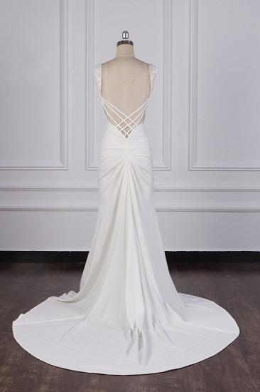 TsClothzone Gorgeous Jewel Mermaid Satin Wedding Dress Sleeveless Ruffles Appliques Beadings Bridal Gowns Online_4