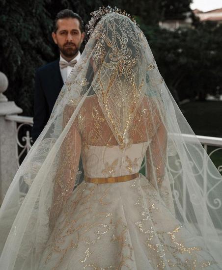 Luxuriöse Meerjungfrau Gold Pailletten Brautkleider Muster Sweep / Trumpt Zug_10