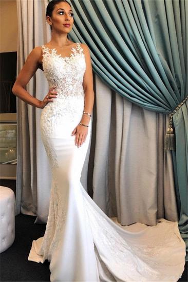 Sleeveless Mermaid Elegant Wedding Gowns | Appliques Lace Wedding Dresses Online_1