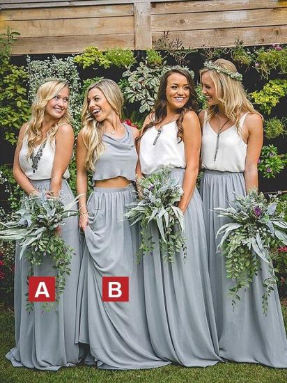 A-Linie/Princess-Linie Ärmellos V-Ausschnitt Chiffon Brautjungfernkleider Bodenlang Kleid für Hochzeitsfeiern_1
